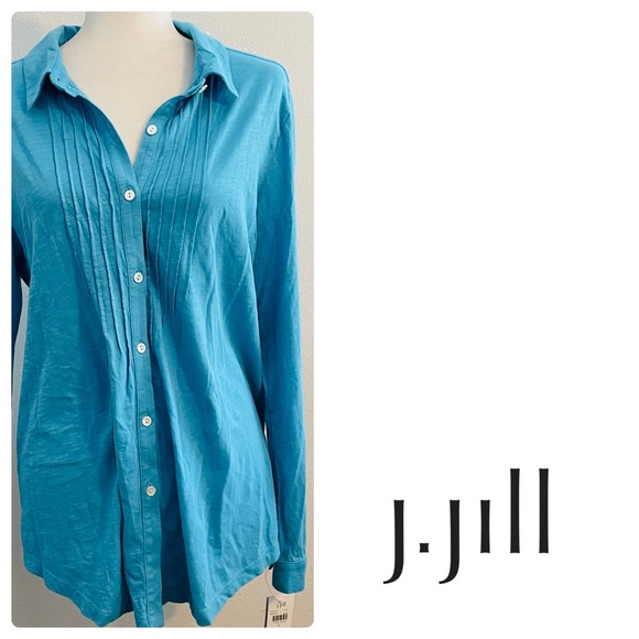 J. Jill Tops - J. Jill Ling Sleeve 100% Cotton Button Down Top